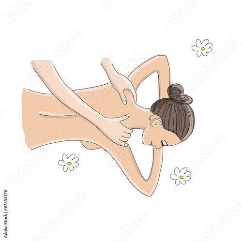 Back massage, woman sketch for your design