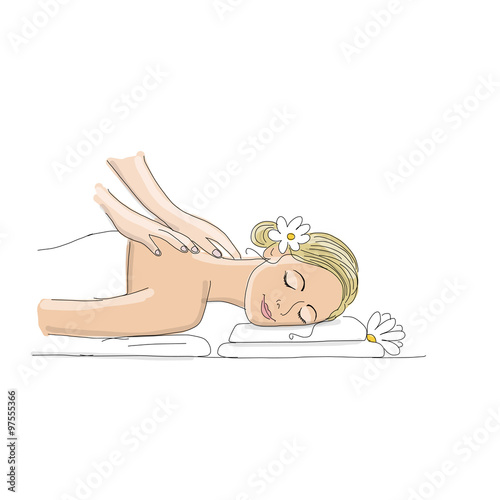 Back massage, woman sketch for your design