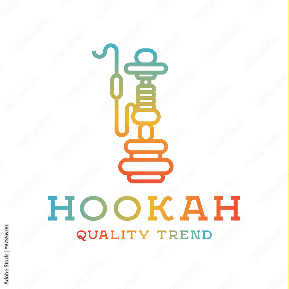 Shisha hookah for tobacco smoking and mixtures your company brand, quality gradientyny contour logotype Shisha hookah for tobacco smoking and mixtures your company brand, quality gradientyny contour logotype