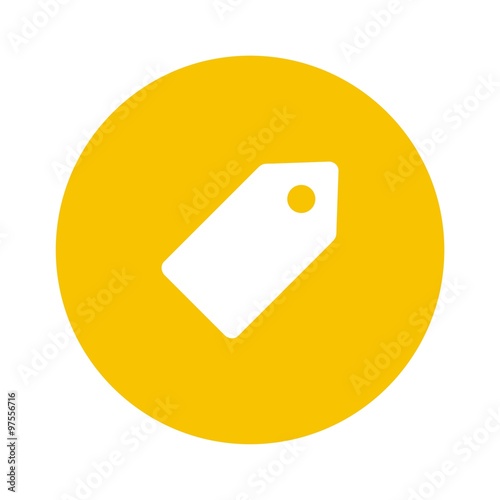 Icono de una etiqueta sobre fondo amarillo. Ilustración vectorial