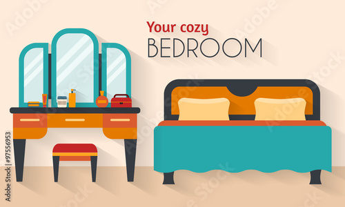 Bedroom with furniture and woman boudoir