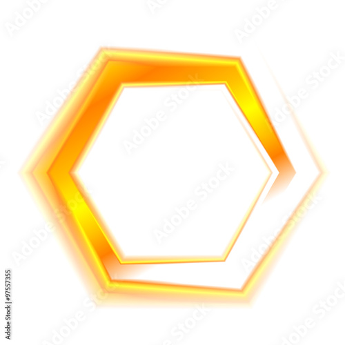 Orange hexagon emblem logo for web design