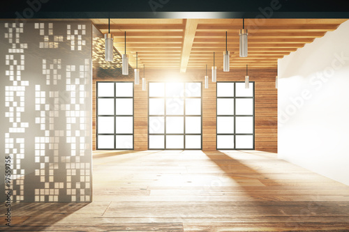 Empty japanese style room with windows in floor