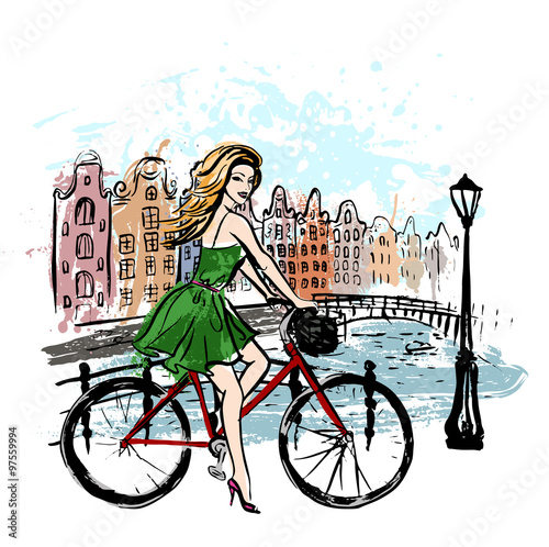 woman driving bicycle