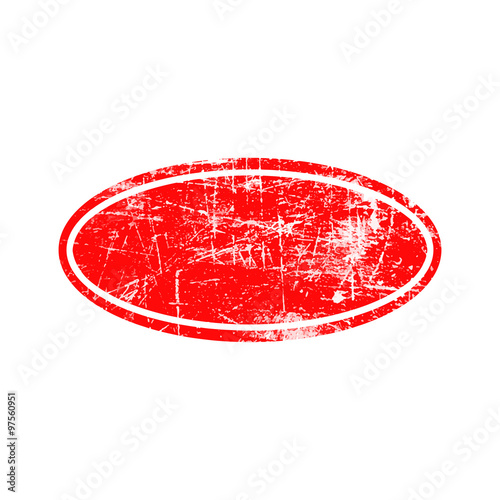 illustration vector red ellipse grunge rubber texture stamp with white border 