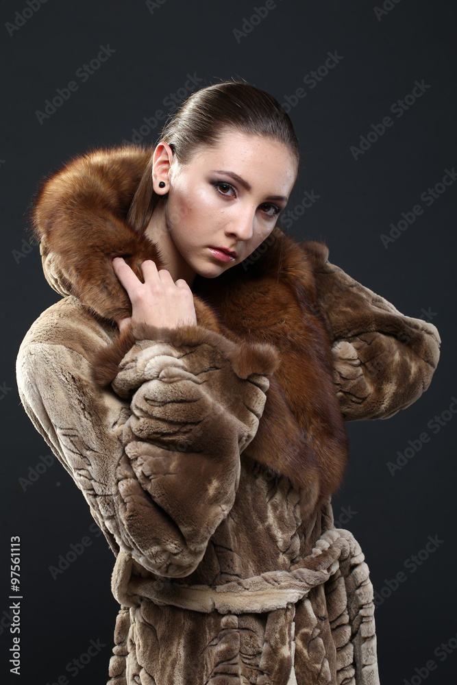 Portrait of a seductive lady in fur coat Portrait of a seductive lady in fur coat