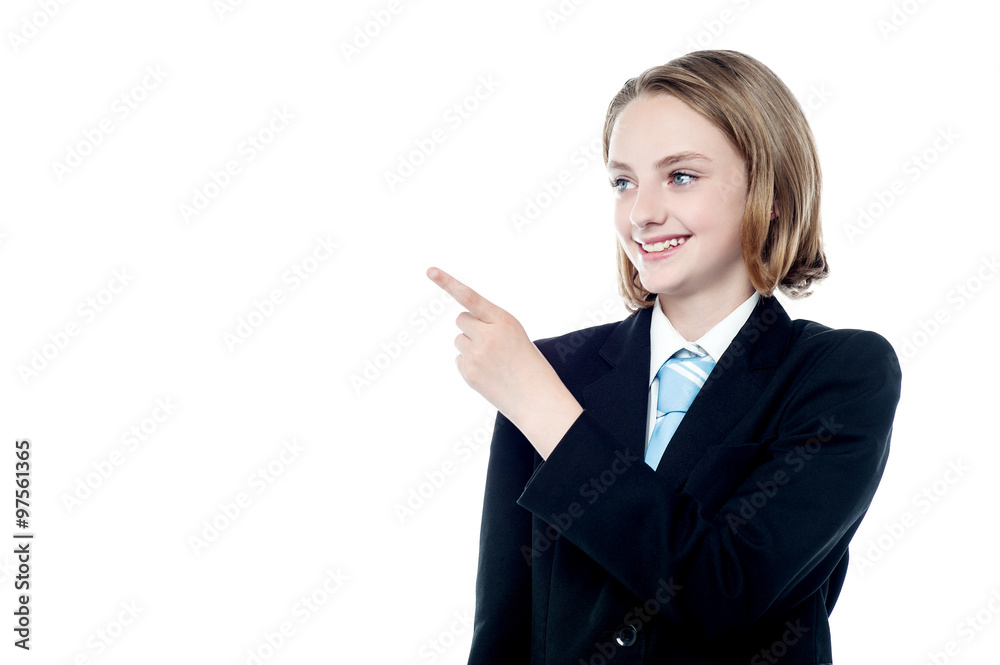 Pretty business girl pointing at something Pretty business girl pointing at something