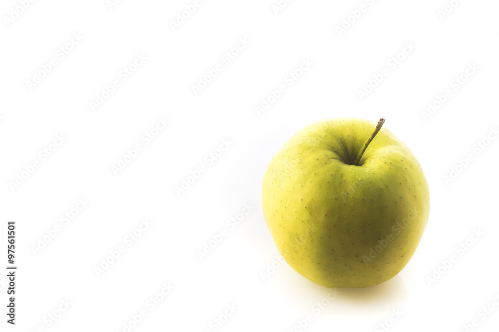 biological yellow apple on white background biological yellow apple on white background
