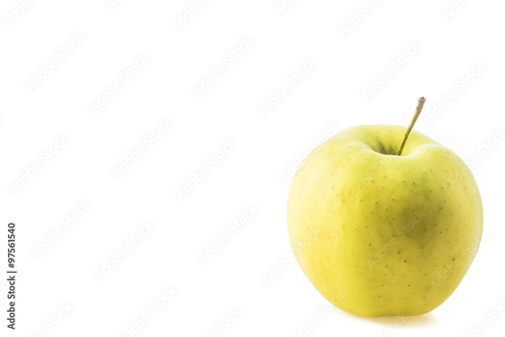 biological yellow apple on white background biological yellow apple on white background