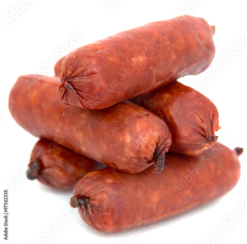 smoked sausage on a white background