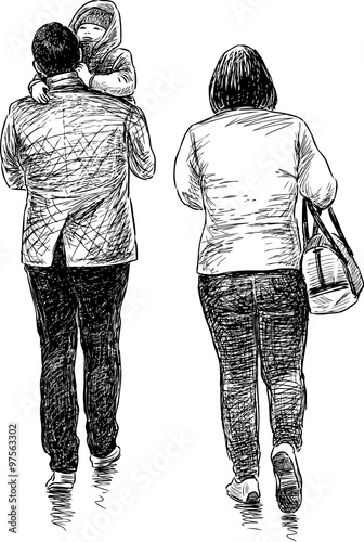 young family on a stroll