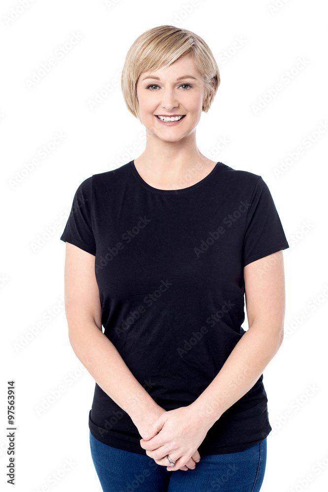 Cheerful smiling isolated woman Cheerful smiling isolated woman