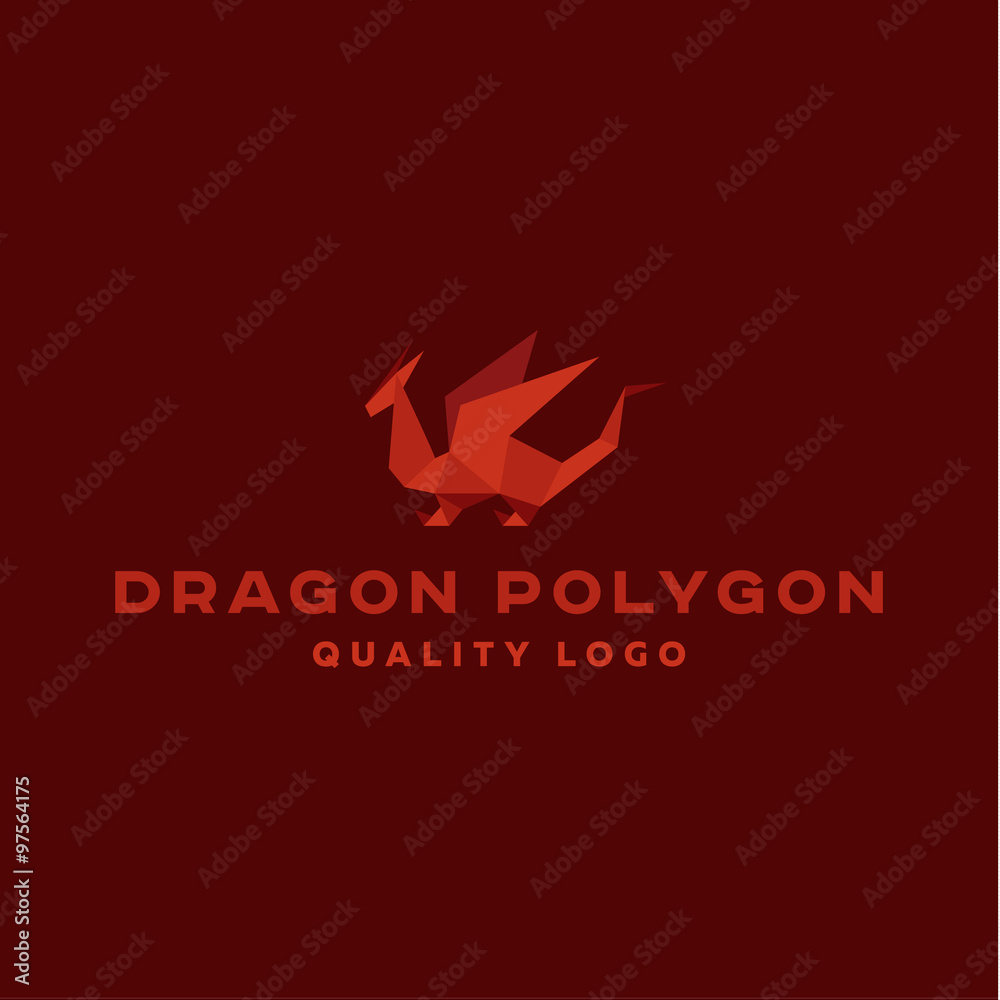 Polygon dragon origami vector logo professional quality excellent