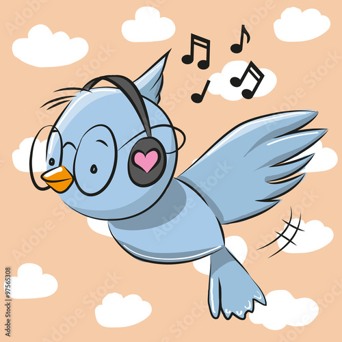 Bird with headphones