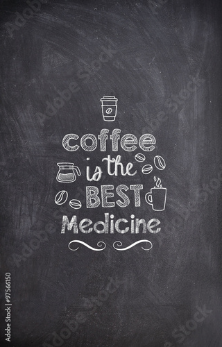 Картината върху платно Coffee Quote written with chalk on a black board