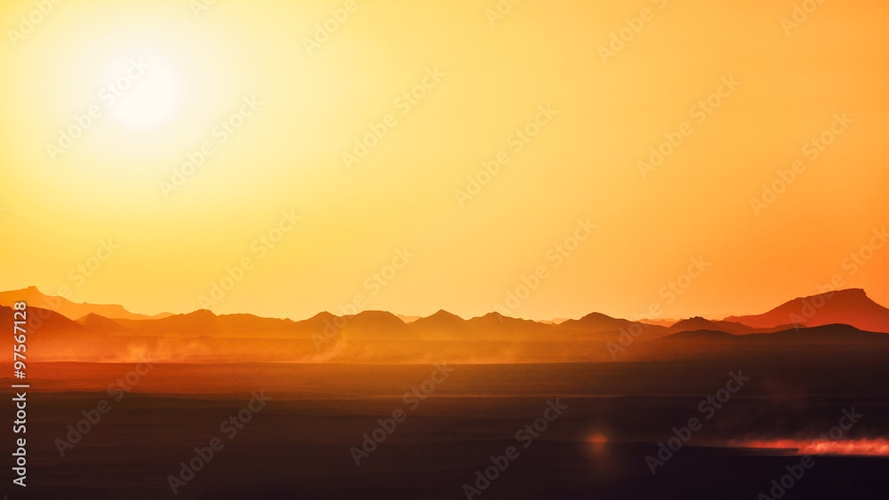 Sunset at Sahara desert, Morocco