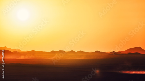 Sunset at Sahara desert  Morocco