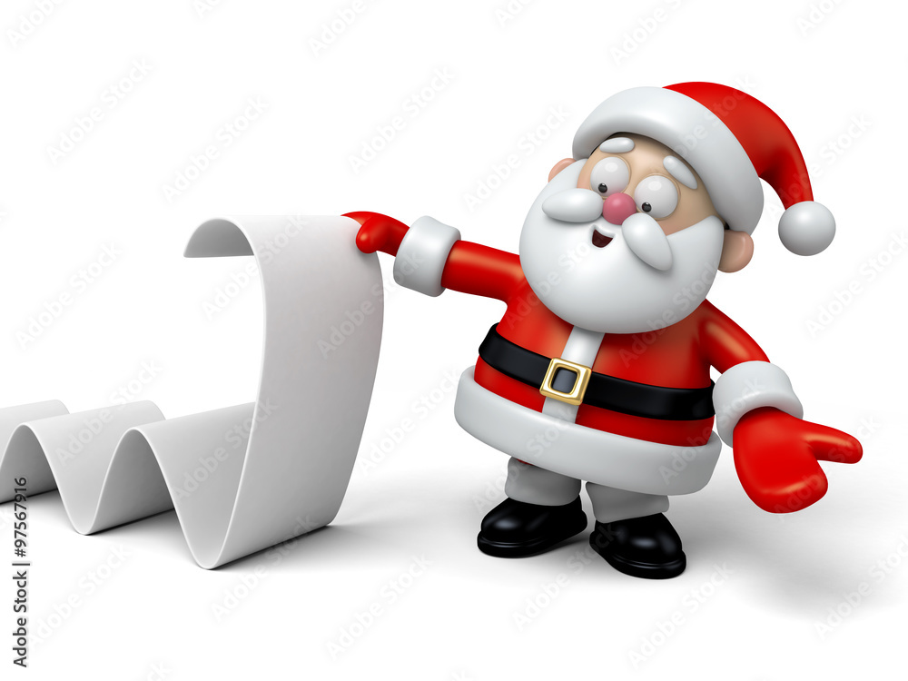 The Santa Claus and a long gift list The Santa Claus and a long gift list