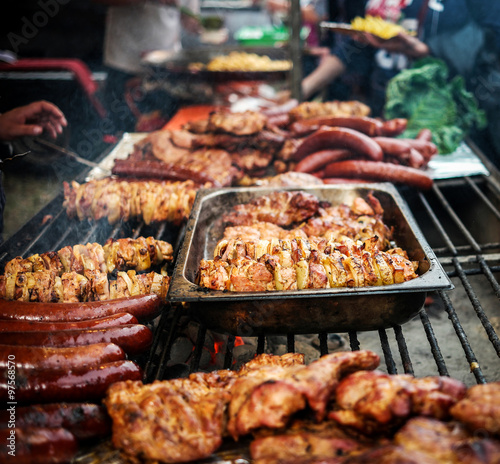 sausages and cooking meat