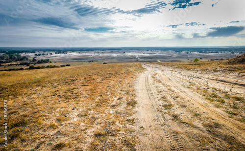 rolled road in a field