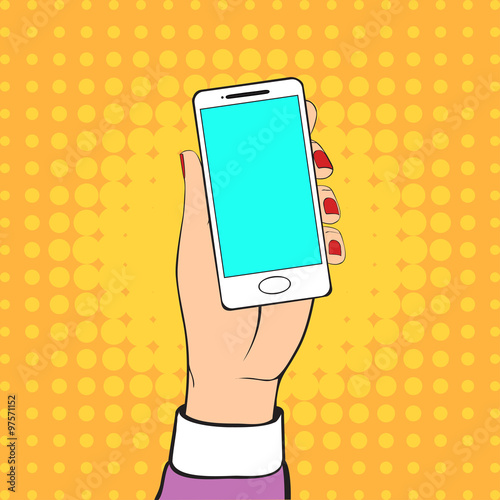 Female Hand Holding a Mobile Phone.