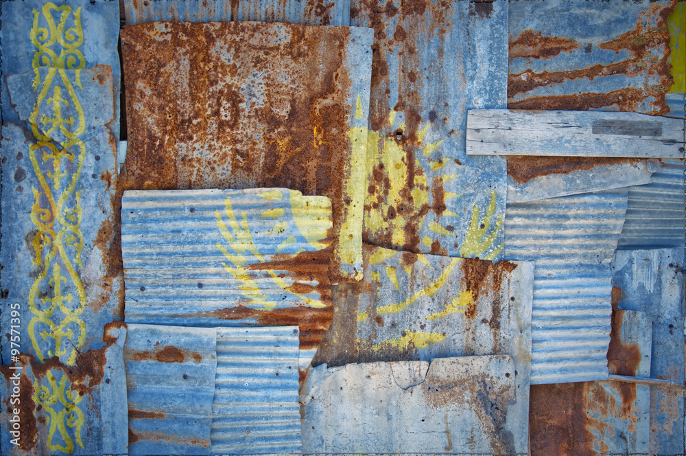 Naklejka premium Corrugated Iron Kazakhstan Flag