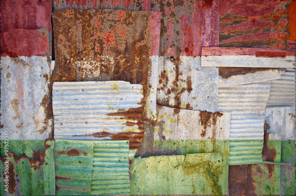 Naklejka premium Corrugated Iron Tajikistan Flag