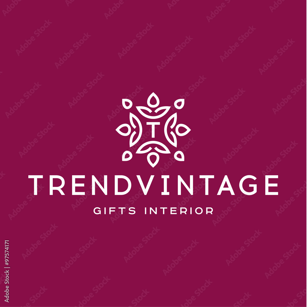 Letter T Monogram pattern trendy vintage logos vector quality art