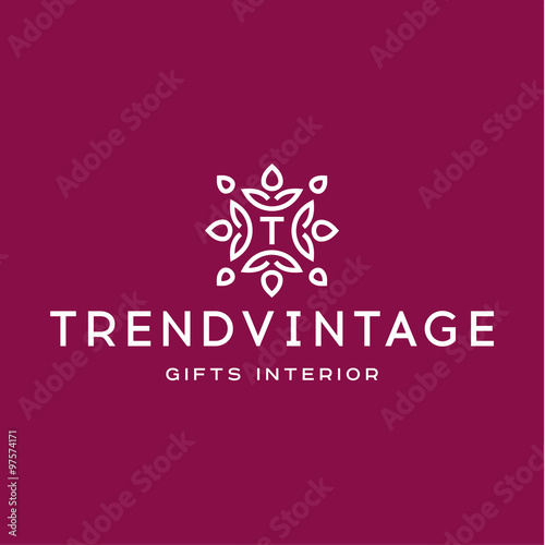 Letter T Monogram pattern trendy vintage logos vector quality art