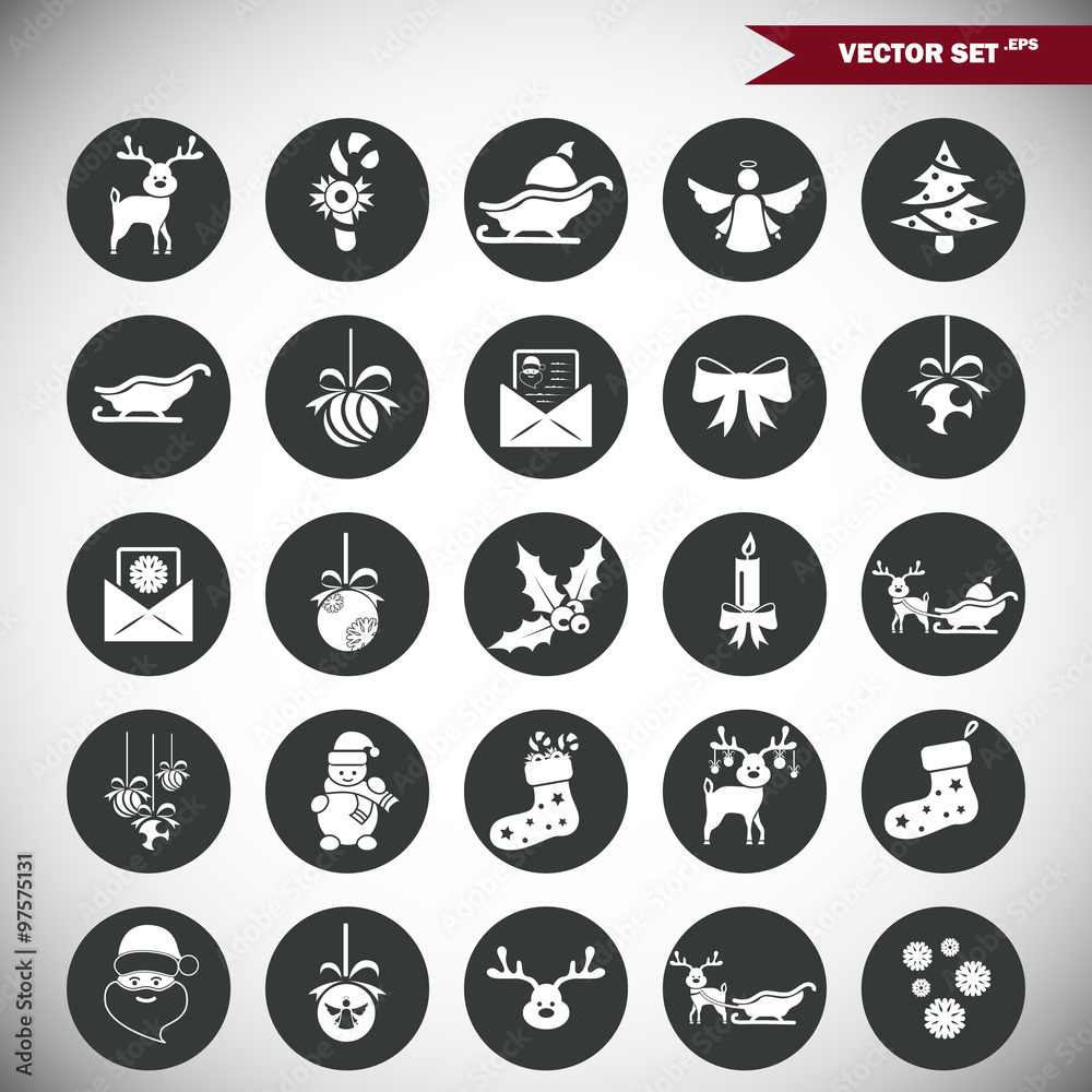 Set of twenty five Christmas icons web and mobile