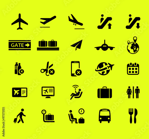 Airport icon set vector