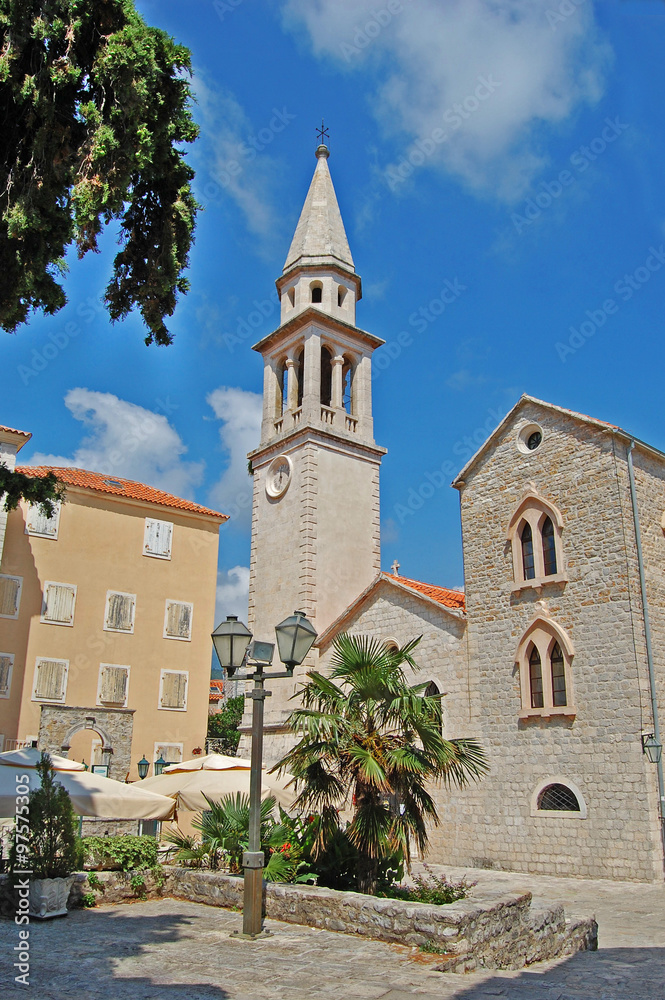 Fototapeta premium Budva, Montenegro, old town view. Saint Ivan Church