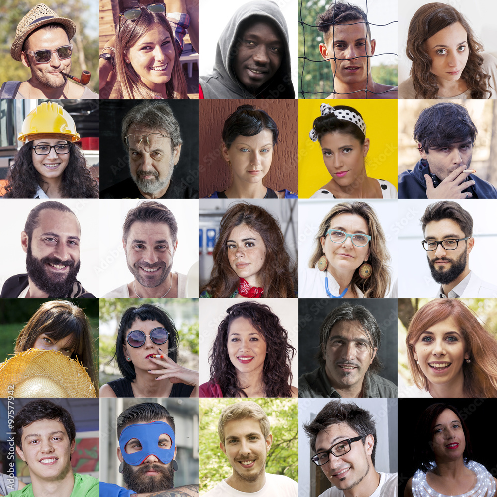 faces composition of people with different expressions faces composition of people with different expressions