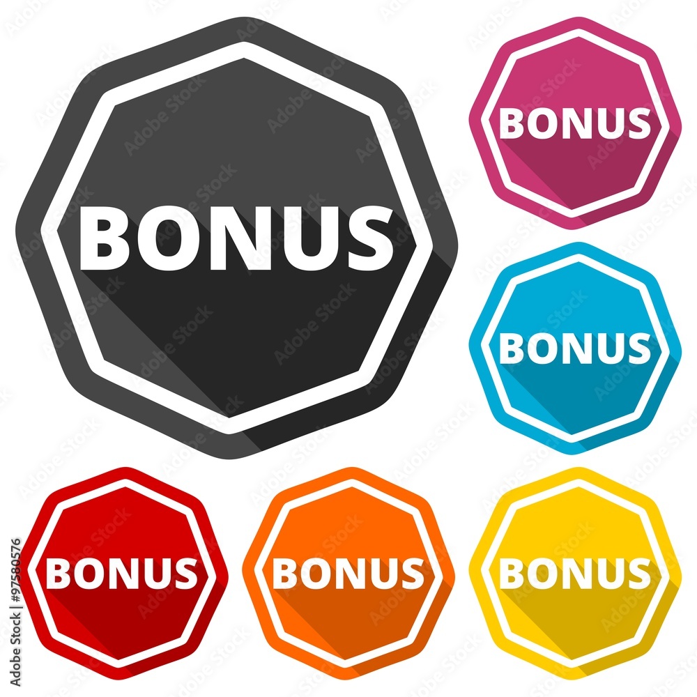 Bonus green icons set with long shadow Bonus green icons set with long shadow