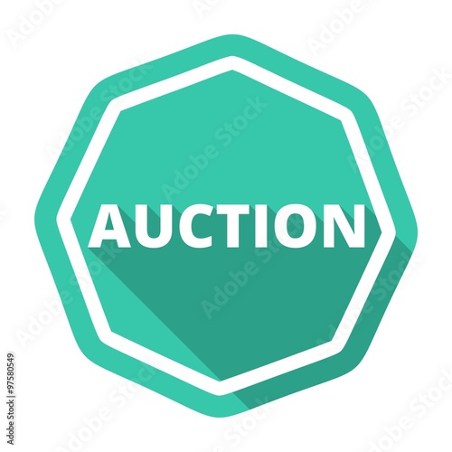 Auction green icon with long shadow