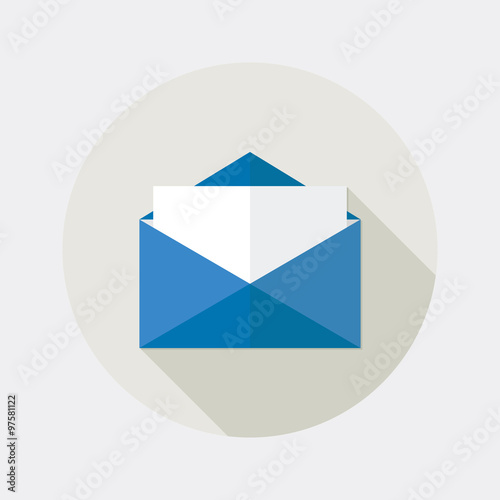 Flat design email envelope and document icon with long shadow