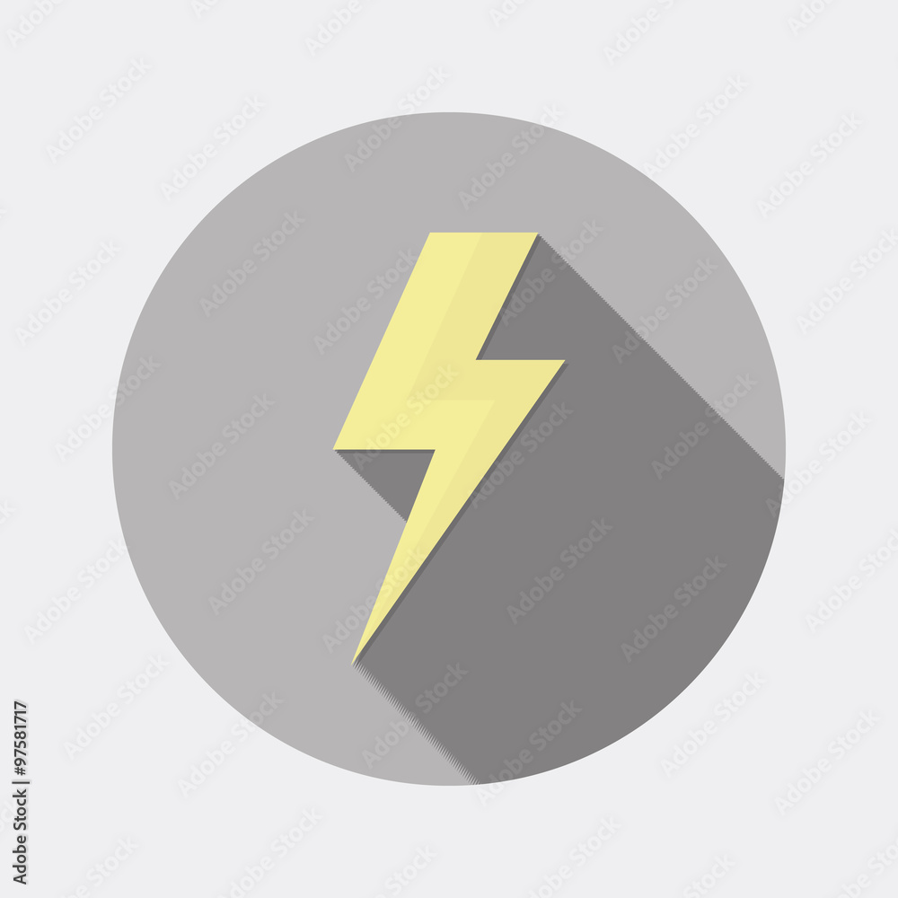 Flat design flash of lighting symbol icon with long shadow Flat design flash of lighting symbol icon with long shadow