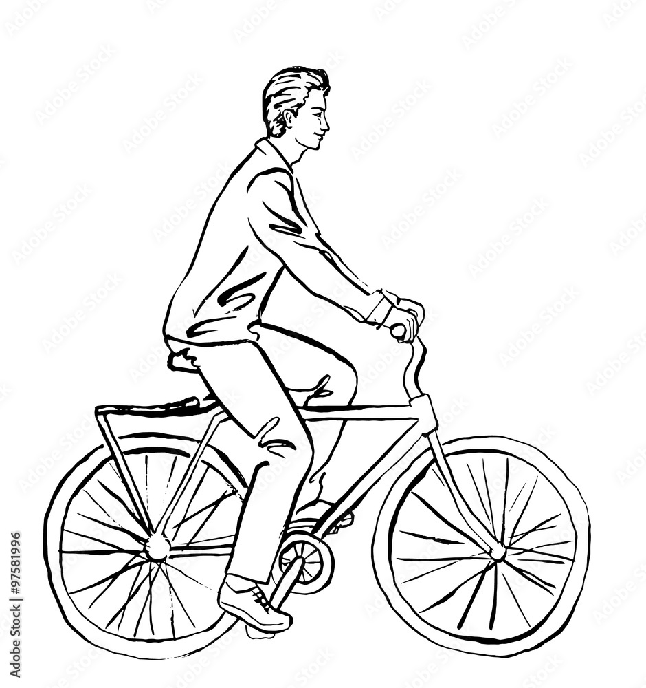 Fototapeta premium woman in dress on bicycle