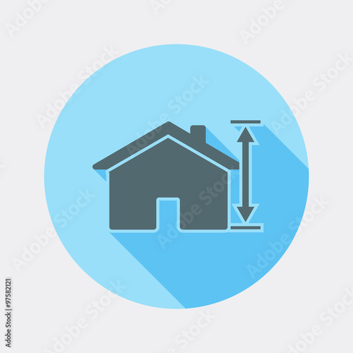 Flat design house and arrow icon with long shadow