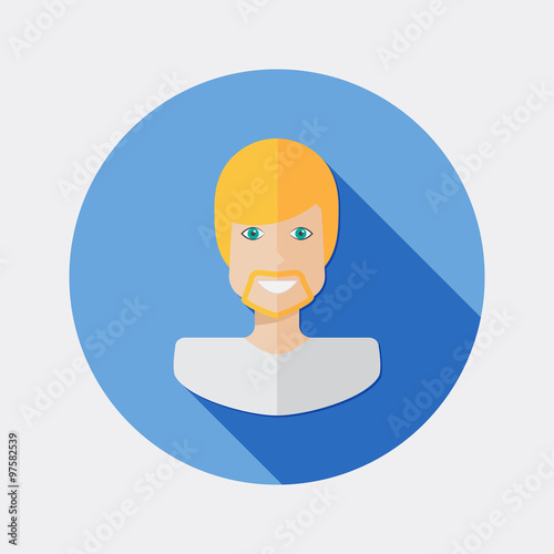 Flat design man character blond hair icon with long shadow