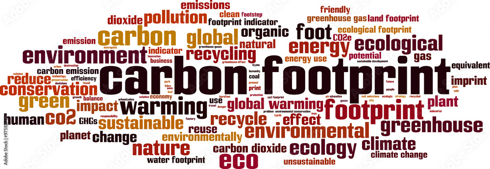 Carbon footprint word cloud concept. Vector illustration Carbon footprint word cloud concept. Vector illustration