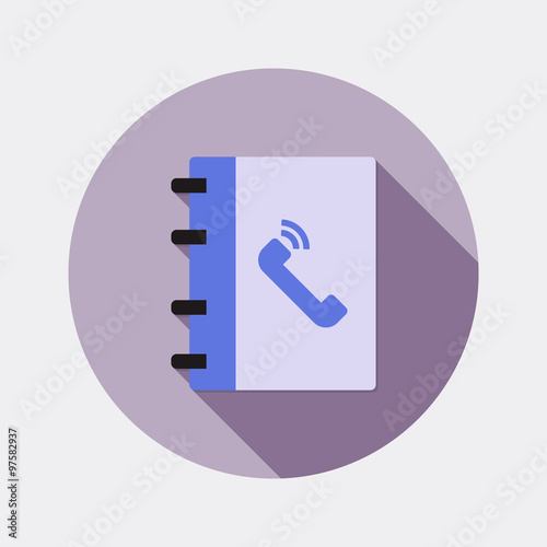 Flat design office notepad icon with long shadow