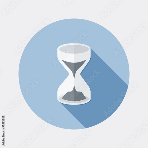 Flat design sandglass icon with long shadow