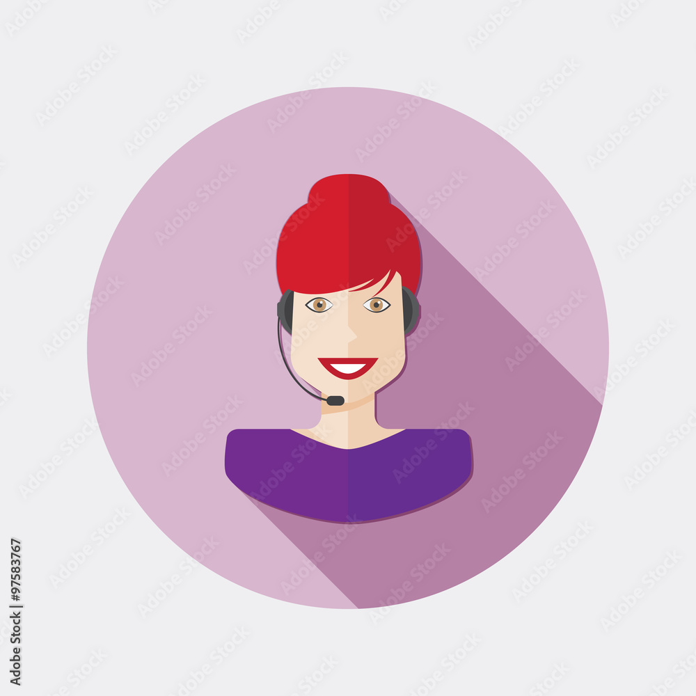 Flat design woman character icon with long shadow Flat design woman character icon with long shadow