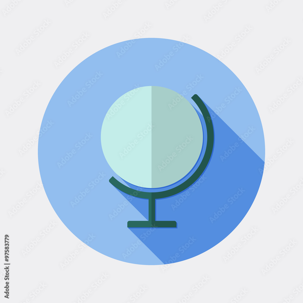Flat design world globe icon with long shadow Flat design world globe icon with long shadow