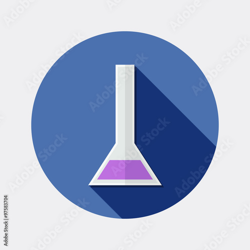  Flat design tube chemistry icon with long shadow 1