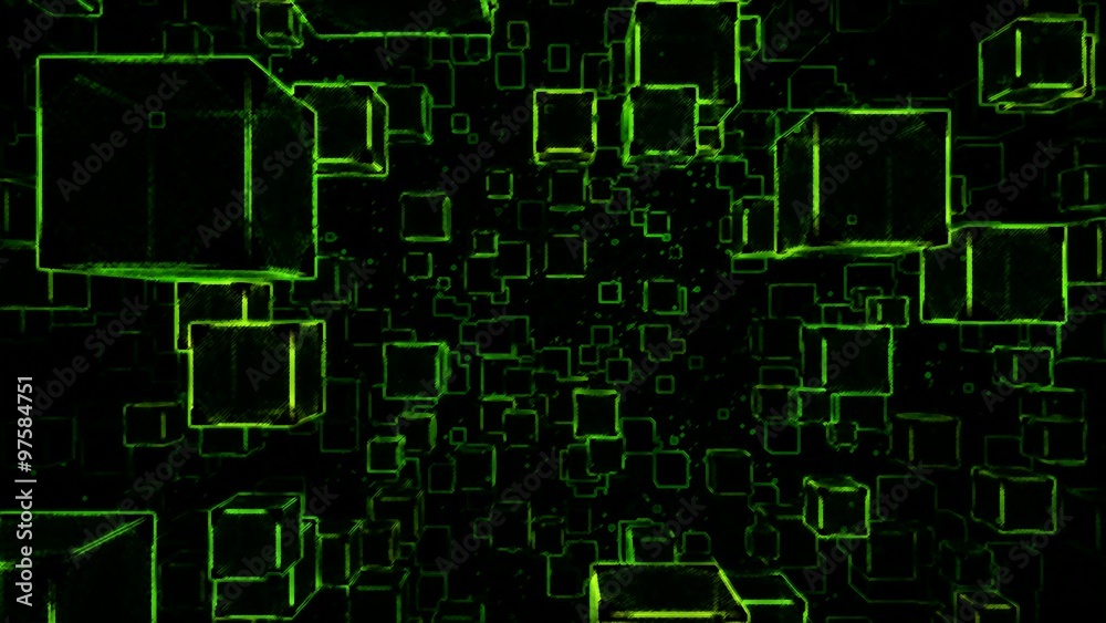 Abstract Sketchy Moving Blocks Background - Loop Green Abstract Sketchy Moving Blocks Background - Loop Green