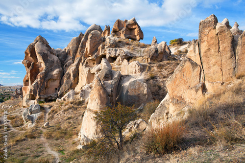 Unique geological formations in Cappadocia, Central Anatolia, Tu