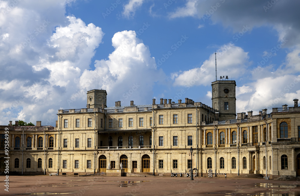 Russia,Gatchina, parade ground before palace, clouds .