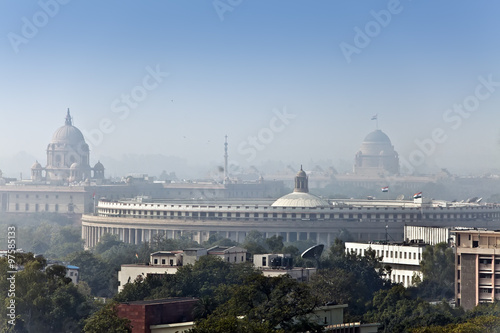 India. A view of Delhi in morning fog... photo